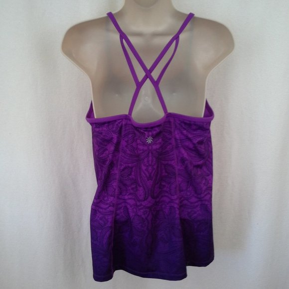 Athleta womens top L Workout tank Purple pink ombr - Picture 8 of 8